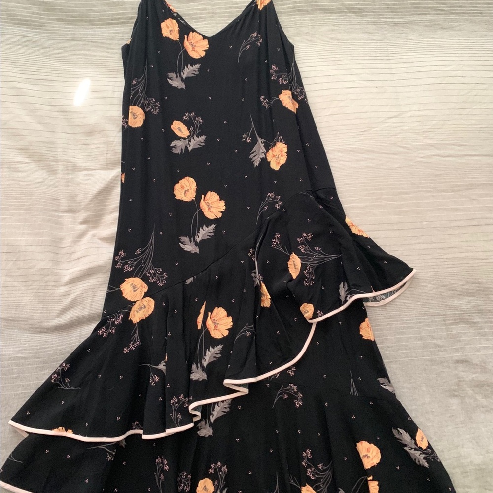 Black Dress with Blush Floral Pattern